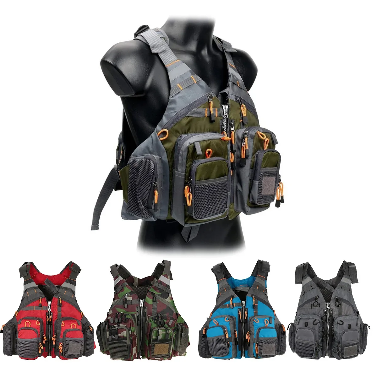 Outdoor Sport Waterproof Jacket - Einstellbare Angeln Weste Atmungsaktiv Mehrere Taschen