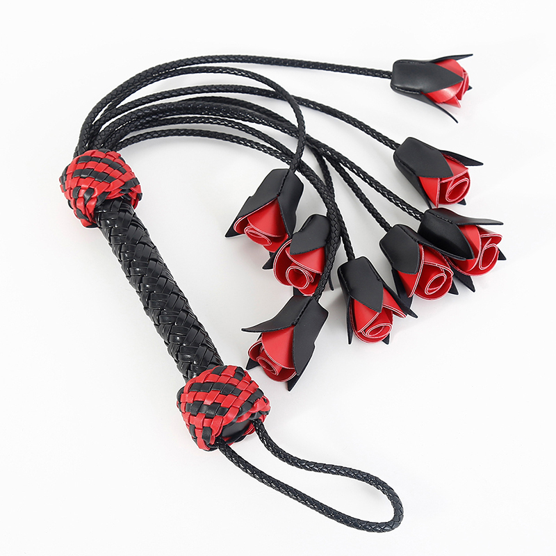 Riding Crop Dressage - 64,5 cm Ledergriff Rose Top Pferdepeitsche