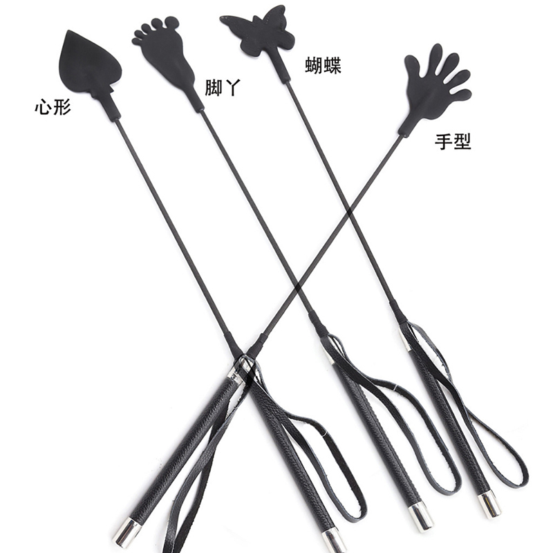Riding Crop Dressage - 55cm schwarz Silikon Schmetterling geformt oben