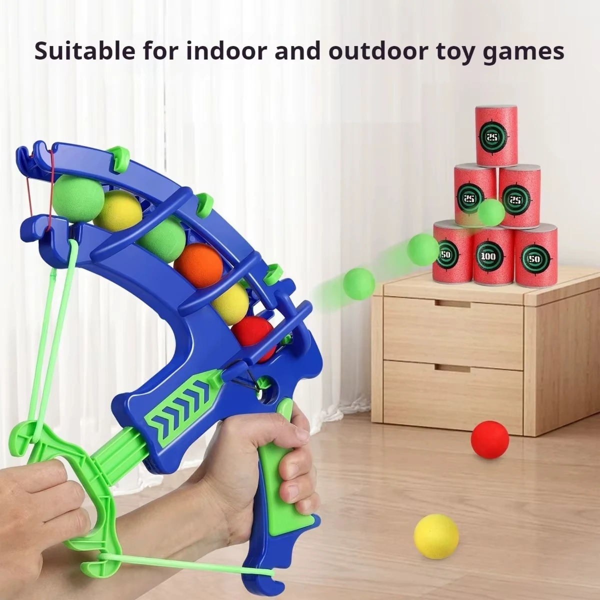 Outdoor Sport For Kids - Sport-Schleuder-Zielscheiben-Seifenblasenpistole mit weichen Bällen – Automatischer
