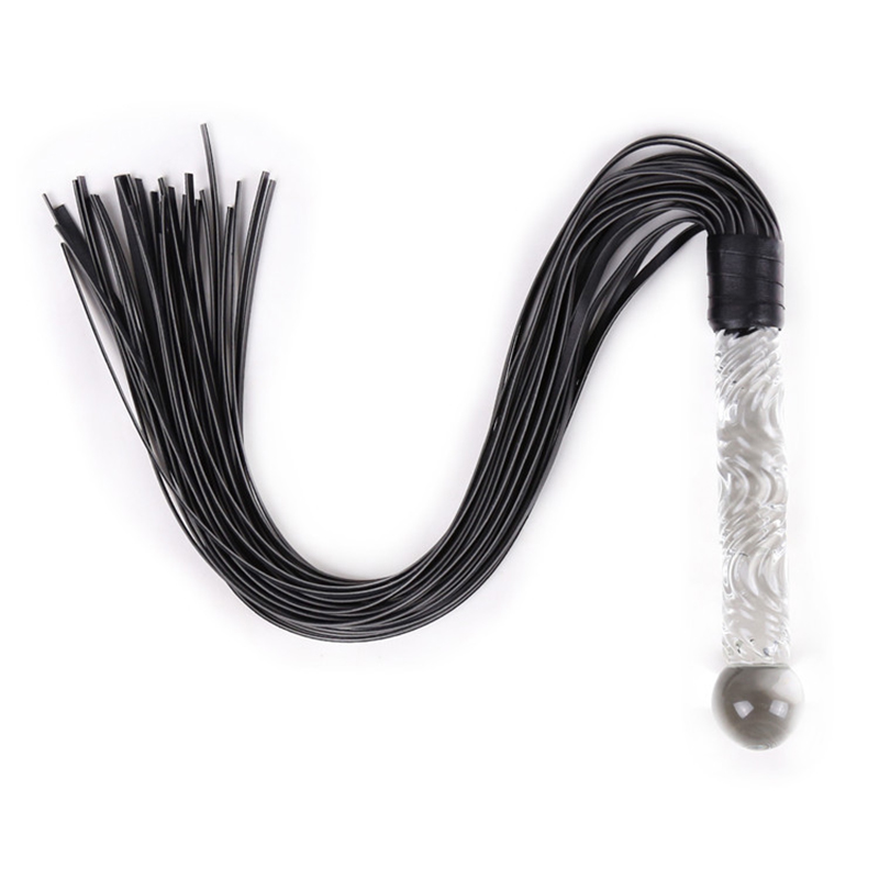 Riding Crop Dressage - 70 cm Glasgriff, schwarze Lederquasten, Pferdepeitsche,