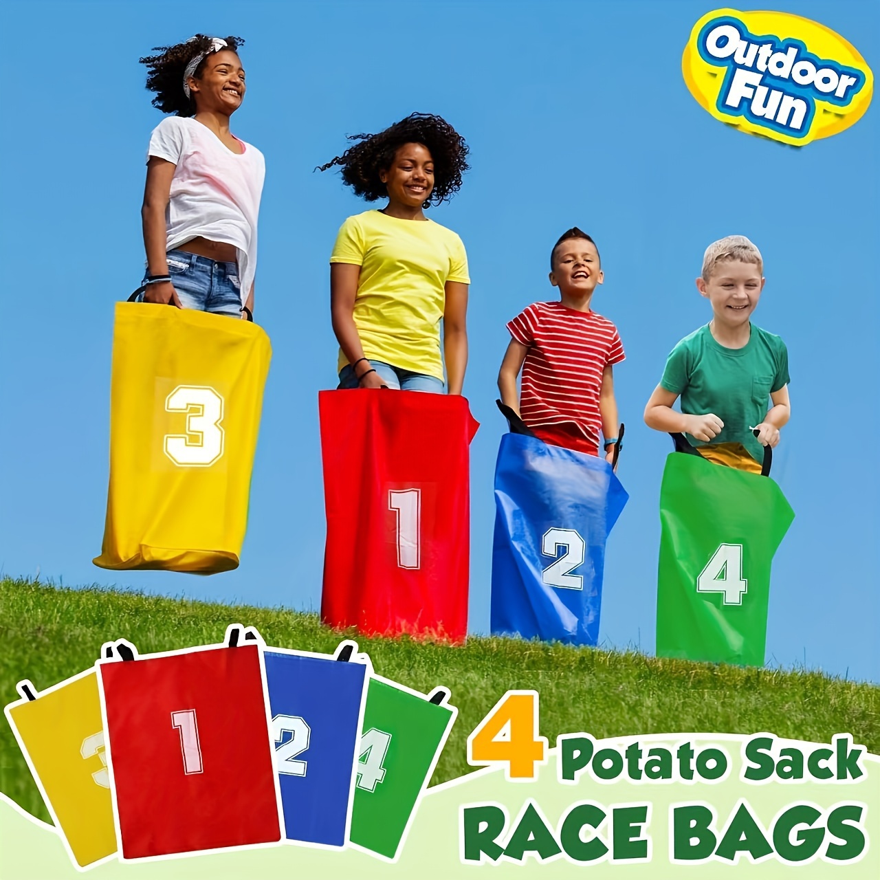 Outdoor Sport Bag - 4er-Set robuste Känguru-Sprungbeutel aus Segeltuch für